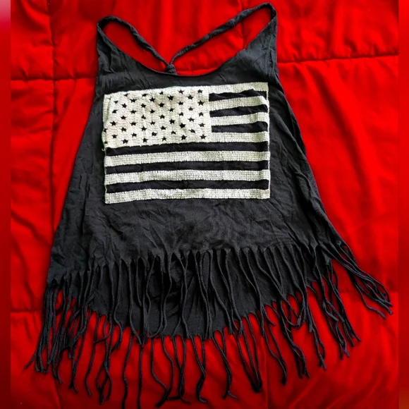 Fringe Tank w/ American Flag Design - Picture 1 of 4